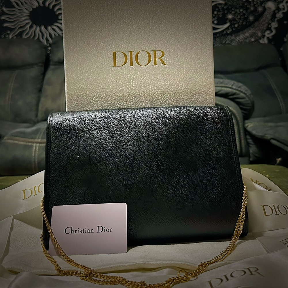 Authentic vintage Christian Dior Black Leather shoulder bag with Gold Accents - Picture 14 of 17